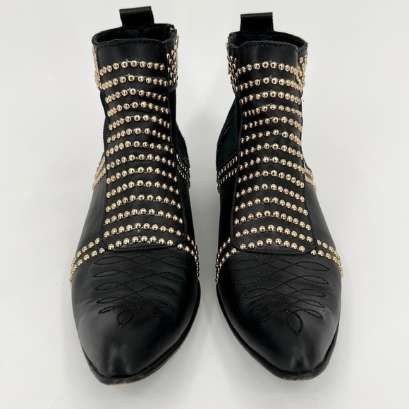 Anine Bing Boots Charlie Black Gold Studded Ankle Leather Suede Chelsea size 36 - Picture 4 of 11
